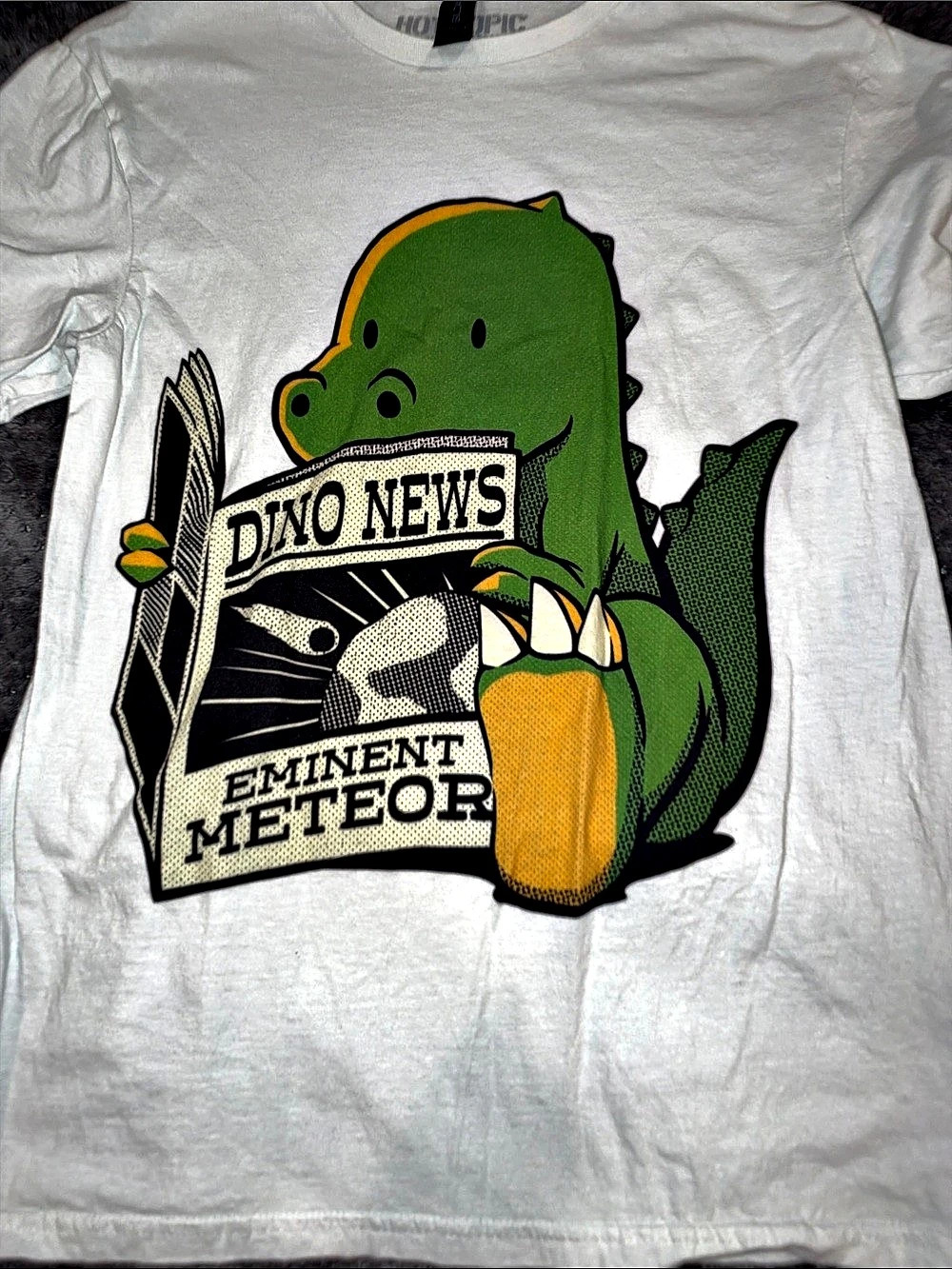 Hot Topic Dino News Eminent Meteor graphic tee Graphic Tee in White Size Medium
